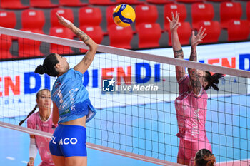 2024-09-20 - Mariam Beriashvili of CV Kiele Socuellamos in action during the day 3 of the CEV Volleyball Challenge Cup 2025 Women - Prequalification Round WEVZA CUP between Bezier VB vs CV Kiele Socuellamos at the Palazzetto dello Sport on September 20, 2024 in Rome, Italy. - WEVZA CUP WOMEN - BEZIERS ANGELS VS CV KIELE SOCUELLAMOS - INTERNATIONALS - VOLLEYBALL