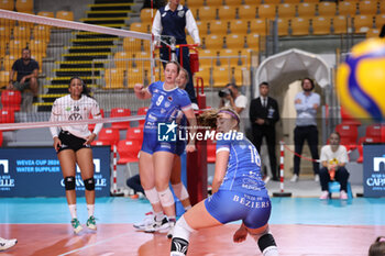 2024-09-18 - Karin Sunderlikova of Beziers Volley, Amelia Moore of Beziers Volley during the Volleyball WEVZA CUP Women between Bezier VB and Heidelberg Volkswagen on 18 sept 2024 at the Palazzetto dello Sport in Rome. - VOLLEYBALL WEVZA CUP WOMEN - INTERNATIONALS - VOLLEYBALL