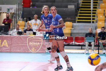 2024-09-18 - Marissa Stockman of Beziers Volley, Karin Sunderlikova of Beziers Volley during the Volleyball WEVZA CUP Women between Bezier VB and Heidelberg Volkswagen on 18 sept 2024 at the Palazzetto dello Sport in Rome. - VOLLEYBALL WEVZA CUP WOMEN - INTERNATIONALS - VOLLEYBALL