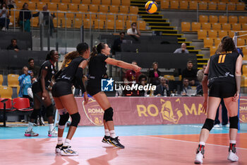 2024-09-18 - Michela Ciarrocchi of Roma Volley Club, Marie Scholzel of Roma Volley Club, Wilma Salas of Roma Volley Club, Aana Enioola Adelusi of Roma Volley Club during the Volleyball WEVZA CUP Women between Roma Volley Club and Terville Florange OC on 18 sept 2024 at the Palazzetto dello Sport in Rome. - VOLLEYBALL WEVZA CUP WOMEN - INTERNATIONALS - VOLLEYBALL