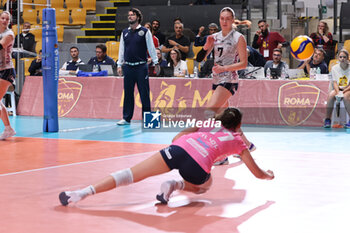 2024-09-18 - Sarah Coulet of Terville Florange OC, Lexi Hadrych of Terville Florange OC, Saana Lindgren of Terville Florange OC during the Volleyball WEVZA CUP Women between Roma Volley Club and Terville Florange OC on 18 sept 2024 at the Palazzetto dello Sport in Rome. - VOLLEYBALL WEVZA CUP WOMEN - INTERNATIONALS - VOLLEYBALL