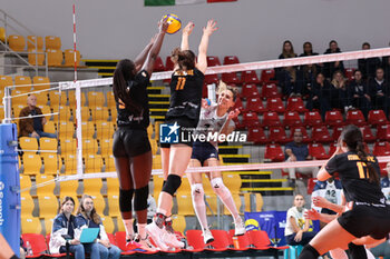 2024-09-18 - Aana Enioola Adelusi of Roma Volley Club, Marie Scholzel of Roma Volley Club, Karolina Fricova of Terville Florange OC during the Volleyball WEVZA CUP Women between Roma Volley Club and Terville Florange OC on 18 sept 2024 at the Palazzetto dello Sport in Rome. - VOLLEYBALL WEVZA CUP WOMEN - INTERNATIONALS - VOLLEYBALL