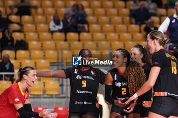 2024-09-18 - Giorgia Zannoni of Roma Volley Club, Aana Enioola Adelusi of Roma Volley Club, Wilma Salas of Roma Volley Club, Gabriela Orvosova of Roma Volley Club, Michela Ciarrocchi of Roma Volley Club during the Volleyball WEVZA CUP Women between Roma Volley Club and Terville Florange OC on 18 sept 2024 at the Palazzetto dello Sport in Rome. - VOLLEYBALL WEVZA CUP WOMEN - INTERNATIONALS - VOLLEYBALL