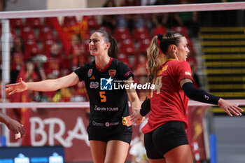 2024-09-18 - Michela Ciarrocchi of Roma Volley Club, Giorgia Zannoni of Roma Volley Club during the Volleyball WEVZA CUP Women between Roma Volley Club and Terville Florange OC on 18 sept 2024 at the Palazzetto dello Sport in Rome. - VOLLEYBALL WEVZA CUP WOMEN - INTERNATIONALS - VOLLEYBALL