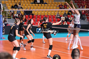 2024-09-18 - Slađana Mirkovic of Roma Volley Club, Gloria Taofifenua of Terville Florange OC Marie Scholzel of Roma Volley Club, Wilma Salas of Roma Volley Club, Gabriela Orvosova of Roma Volley Club during the Volleyball WEVZA CUP Women between Roma Volley Club and Terville Florange OC on 18 sept 2024 at the Palazzetto dello Sport in Rome. - VOLLEYBALL WEVZA CUP WOMEN - INTERNATIONALS - VOLLEYBALL