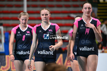 2024-09-20 - Simone Kellenberger, Mia Luthi and Seraina Zingg of Volleyball Academy in action during the day 3 of the CEV Volleyball Challenge Cup 2025 Women - Prequalification Round WEVZA CUP between VRoma Volley vs Volleyball Academy at the Palazzetto dello Sport on September 20, 2024 in Rome, Italy. - WEVZA CUP WOMEN - ROMA VOLLEY VS VOLLEYBALL ACADEMY BULACH - INTERNATIONALS - VOLLEYBALL