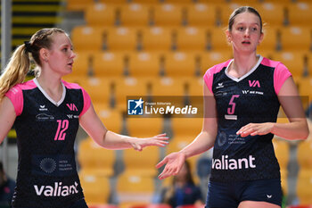 2024-09-20 - Mia Luthi and Fiona Maeder of Volleyball Academy in action during the day 3 of the CEV Volleyball Challenge Cup 2025 Women - Prequalification Round WEVZA CUP between VRoma Volley vs Volleyball Academy at the Palazzetto dello Sport on September 20, 2024 in Rome, Italy. - WEVZA CUP WOMEN - ROMA VOLLEY VS VOLLEYBALL ACADEMY BULACH - INTERNATIONALS - VOLLEYBALL