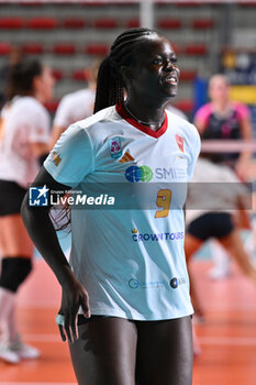 2024-09-20 - Aana Enioola Adelusi of Roma Volley Club in action during the day 3 of the CEV Volleyball Challenge Cup 2025 Women - Prequalification Round WEVZA CUP between VRoma Volley vs Volleyball Academy at the Palazzetto dello Sport on September 20, 2024 in Rome, Italy. - WEVZA CUP WOMEN - ROMA VOLLEY VS VOLLEYBALL ACADEMY BULACH - INTERNATIONALS - VOLLEYBALL