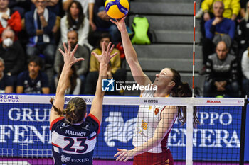 2024-01-06 - Courtney Schwan of Roma Volley in action during Italian Volley Serie A1 F match between Reale Mutua Fenera Chieri '76 vs Aeroitalia Roma Volley on 6 January 2023 at the PalaFenera, Chieri (TO) - REALE MUTUA FENERA CHIERI 76 VS ROMA VOLLEY CLUB - SERIE A1 WOMEN - VOLLEYBALL