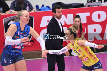 2024-03-16 - Kathryn Plummer and Moki De Gennaro ((Prosecco Doc Imoco Conegliano) during VOLLEYBALL - SERIE A1 WOMEN game between Prosecco Doc Imoco Conegliano and Wash4green Pinerolo at Palaverde in Villorba, Italy on   March 16, 2024 - PROSECCO DOC IMOCO CONEGLIANO VS WASH4GREEN PINEROLO - SERIE A1 WOMEN - VOLLEYBALL