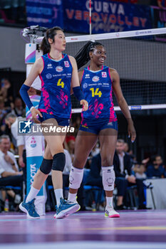 2024-04-06 - Ting Zhu (Savino Del Bene Scandicci) and Linda Nwakalor (Savino Del Bene Scandicci) - PLAYOFF - SAVINO DEL BENE SCANDICCI VS ALLIANZ VERO VOLLEY MILANO - SERIE A1 WOMEN - VOLLEYBALL