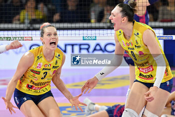 2024-04-27 - Kelsey Robinson-Cook of Prosecco Doc Imoco Conegliano and Marina Lubian of Prosecco Doc Imoco Conegliano celebrate - PLAYOFF - FINAL - SAVINO DEL BENE SCANDICCI VS PROSECCO DOC IMOCO CONEGLIANO - SERIE A1 WOMEN - VOLLEYBALL