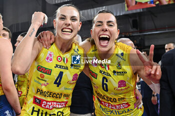 27/04/2024 - Federica Squarcini of Prosecco Doc Imoco Conegliano and Alessia Gennari of Prosecco Doc Imoco Conegliano celebrate the victory - PLAYOFF - FINAL - SAVINO DEL BENE SCANDICCI VS PROSECCO DOC IMOCO CONEGLIANO - SERIE A1 FEMMINILE - VOLLEY
