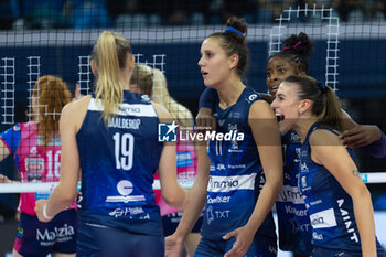 2024-10-20 - Happiness of Players of Numia VeroVolley Milano during Volley Italian Championship Serie A Women 2024/25 match between Numia VeroVolley Milano and Igor Novara at Allianz Cloud, Milano, Italy on October 20, 2024 - VERO VOLLEY MILANO VS IGOR GORGONZOLA NOVARA - SERIE A1 WOMEN - VOLLEYBALL