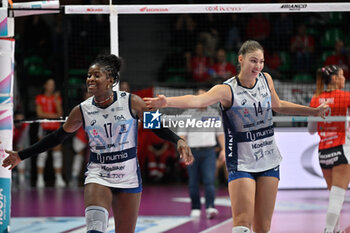 2024-10-27 - Myriam Sylla (Vero Volley Milano) - Hena
Kurtagic (Vero Volley Milano) celebrates after scoring a point - HONDA OLIVERO S.BERNARDO CUNEO  VS VERO VOLLEY MILANO - SERIE A1 WOMEN - VOLLEYBALL