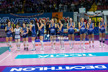 2024-10-30 - Players of Numia VeroVolley Milano during Volley Italian Championship Serie A Women 2024/25 match between Numia VeroVolley Milano and Il Bisonte Firenze at Opiquad Arena Monza, Italy on October 30, 2024 - VERO VOLLEY MILANO VS IL BISONTE FIRENZE - SERIE A1 WOMEN - VOLLEYBALL