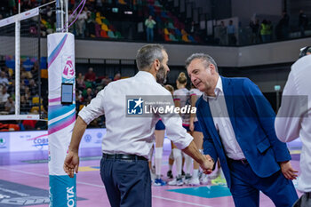 30/10/2024 - Marco Gaspari (head coach of Savino Del Bene Scandicci) and Leonardo Barbieri (Head Coach Of Cda Volley Talmassons Fvg) - SAVINO DEL BENE SCANDICCI VS CDA VOLLEY TALMASSONS FVG - SERIE A1 FEMMINILE - VOLLEY