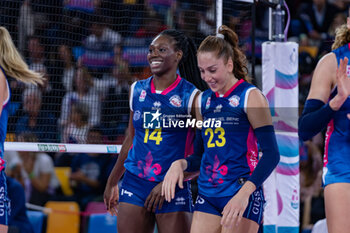 30/10/2024 - Linda Nwakalor (Savino Del Bene Scandicci) and Giulia Gennari (Savino Del Bene Scandicci) - SAVINO DEL BENE SCANDICCI VS CDA VOLLEY TALMASSONS FVG - SERIE A1 FEMMINILE - VOLLEY