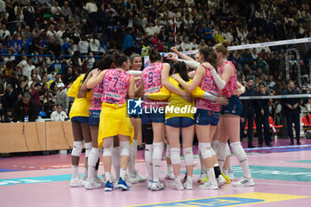 2024-11-22 - Players of Prosecco Doc Imoco Conegliano celebrate after scoring a match point during Volley Italian Championship Serie A Women 2024/25 match between Numia VeroVolley Milano and Prosecco Doc Imoco Conegliano at Unipol Forum, Assago (MI), Italy on November 22, 2024 - VERO VOLLEY MILANO VS PROSECCO DOC IMOCO CONEGLIANO - SERIE A1 WOMEN - VOLLEYBALL