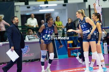 2024-10-16 - Exultation of Myriam Sylla (Numia VeroVolley Milano) during Volley Italian Championship Serie A Women 2024/25 between Numia VeroVolley Milano and Reale Mutua Fenera Chieri at Opiquad Arena, Monza, Italy on October 16, 2024 - VERO VOLLEY MILANO VS REALE MUTUA FENERA CHIERI '76 - SERIE A1 WOMEN - VOLLEYBALL