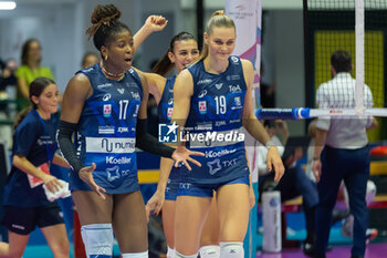 2024-10-16 - Happiness of Myriam Sylla (Numia VeroVolley Milano)during Volley Italian Championship Serie A Women 2024/25 between Numia VeroVolley Milano and Reale Mutua Fenera Chieri at Opiquad Arena, Monza, Italy on October 16, 2024 - VERO VOLLEY MILANO VS REALE MUTUA FENERA CHIERI '76 - SERIE A1 WOMEN - VOLLEYBALL