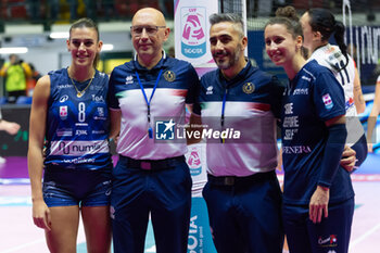 2024-10-16 - Alessia Orro (Numia VeroVolley Milano) and Ilaria Spirito (Fenera Chieri '76) during Volley Italian Championship Serie A Women 2024/25 between Numia VeroVolley Milano and Reale Mutua Fenera Chieri at Opiquad Arena, Monza, Italy on October 16, 2024 - VERO VOLLEY MILANO VS REALE MUTUA FENERA CHIERI '76 - SERIE A1 WOMEN - VOLLEYBALL