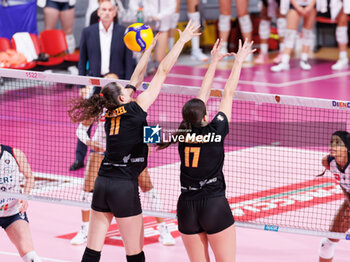 30/10/2024 - Marie Scholzel of Roma Volley Club and Sladjana Mirkovic of Roma Volley Club during the 5th round of the Serie A1 Women's Volleyball Championship between Roma Volley Club and Volley Bergamo on oct 30, 2024 at the Palazzetto dello Sport in Rome. - ROMA VOLLEY VS VOLLEY BERGAMO 1991 - SERIE A1 FEMMINILE - VOLLEY