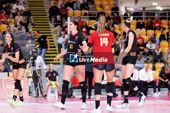 30/10/2024 - Giorgia Zannoni of Roma Volley Club, Sladjana Mirkovic of Roma Volley Club, Amelie Rotar of Roma Volley Club, Michela Ciarrocchi of Roma Volley Club during the 5th round of the Serie A1 Women's Volleyball Championship between Roma Volley Club and Volley Bergamo on oct 30, 2024 at the Palazzetto dello Sport in Rome. - ROMA VOLLEY VS VOLLEY BERGAMO 1991 - SERIE A1 FEMMINILE - VOLLEY