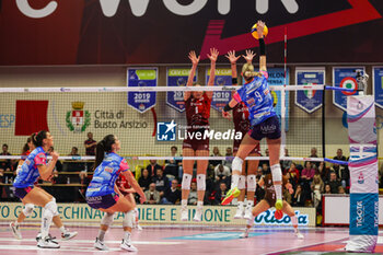 2024-11-17 - Lina Alsmeier #9 of Igor Gorgonzola Novara seen in action during Volley Serie A women 2024/25 match between UYBA Eurotek Volley Busto Arsizio and Igor Gorgonzola Novara at E-Work Arena. Final score UYBA Eurotek Volley Busto Arsizio 3 | 0 Igor Gorgonzola Novara - UYBA VOLLEY BUSTO ARSIZIO VS IGOR GORGONZOLA NOVARA - SERIE A1 WOMEN - VOLLEYBALL