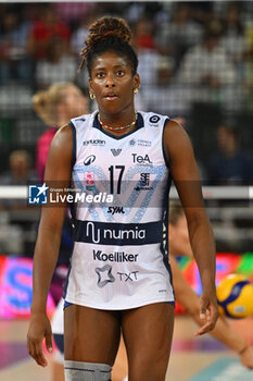 2024-09-28 - Myriam Sylla of Vero Volley Milano during the Supercoppa Fineco Lega Volley Femminile between Prosecco Doc Imoco Conegliano Vs Vero Volley Milano at Palazzo dello Sport on September 28, 2024 in Rome, Italy. - PROSECCO DOC IMOCO CONEGLIANO VS VERO VOLLEY MILANO - WOMEN SUPERCOPPA - VOLLEYBALL