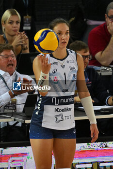 2024-09-28 - Helena Cazaute of Vero Volley Milano in action during the Supercoppa Fineco Lega Volley Femminile between Prosecco Doc Imoco Conegliano Vs Vero Volley Milano at Palazzo dello Sport on September 28, 2024 in Rome, Italy. - PROSECCO DOC IMOCO CONEGLIANO VS VERO VOLLEY MILANO - WOMEN SUPERCOPPA - VOLLEYBALL