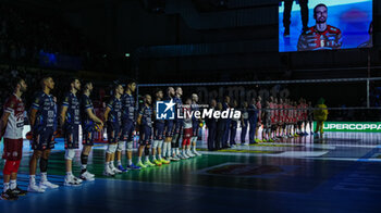 2024-09-22 - Trentino on field during the national anthem - FINAL - SIR SUSA VIM PERUGIA VS ITAS TRENTINO - SUPERCOPPA - VOLLEYBALL