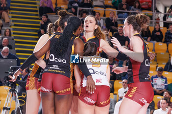 2024-03-10 - Marta Bechis, Sofia Valoppi, 
Jessica Rivero Marin and Courtney Rose Schwan (Aeroitalia SMI Roma Volley) during the 24th round of the Serie A1 Women's Volleyball Championship between Roma Aeroitalia SMI Roma Volley and ITAS Trentino on 10 march 2024 at the Palazzetto dello Sport in Rome - VOLLEY SERIE A1 - AEROITALIA SMI ROMA VOLLEY VS. ITAS TRENTINO - SUPERLEAGUE SERIE A - VOLLEYBALL