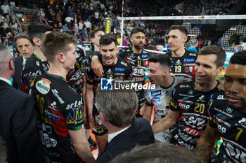 2024-03-31 - sir susa vim perugia rejoices for the victory of the race - PLAYOFF - SIR SUSA VIM PERUGIA VS ALLIANZ MILANO - SUPERLEAGUE SERIE A - VOLLEYBALL