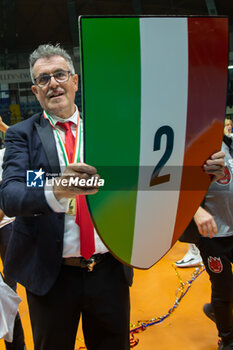 2024-04-28 - Gino Sirci (president of Sir Safety Susa Perugia) during celebration of Final SuperLega Italian Volleyball Championship between Mint Vero Volley Monza vs Sir Safety Susa Perugia at Opiquad Arena, Monza, Italy on April 28, 2024
 - PLAYOFF - FINAL - MINT VERO VOLLEY MONZA VS SIR SUSA VIM PERUGIA - SUPERLEAGUE SERIE A - VOLLEYBALL