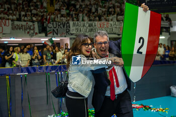 2024-04-28 - Exultation of Gino Sirci (president Sir Safety Susa Perugia) after wins Final SuperLega Italian Volleyball Championship between Mint Vero Volley Monza vs Sir Safety Susa Perugia at Opiquad Arena, Monza, Italy on April 28, 2024
 - PLAYOFF - FINAL - MINT VERO VOLLEY MONZA VS SIR SUSA VIM PERUGIA - SUPERLEAGUE SERIE A - VOLLEYBALL
