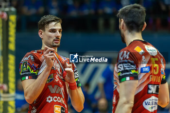 2024-04-28 - Simone Giannelli (Sir Safety Perugia) and Flavio Gualberto (Sir Safety Perugia) during the game4 of Final SuperLega Italian Volleyball Championship between Mint Vero Volley Monza vs Sir Safety Susa Perugia at Opiquad Arena, Monza, Italy on April 28, 2024
 - PLAYOFF - FINAL - MINT VERO VOLLEY MONZA VS SIR SUSA VIM PERUGIA - SUPERLEAGUE SERIE A - VOLLEYBALL