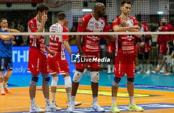 2024-10-05 - Players of Gas Sales Piacenza during Serie A1 Men's Volleyball Championship between Mint Vero Volley Monza vs Gas Sales Piacenza at Opiquad Arena, Monza, Italy on October 5, 2024 - VERO VOLLEY MONZA VS GAS SALES BLUENERGY PIACENZA - SUPERLEAGUE SERIE A - VOLLEYBALL