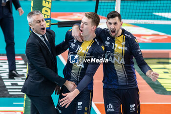 10/11/2024 - Exultation of Marco Vitelli and Ron Mozic and Radostin Stoytchev - Rana Verona - ITAS TRENTINO VS RANA VERONA - SUPERLEGA SERIE A - VOLLEY