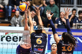 2024-02-07 - Anna Kotikova of Le Cannet in action during CEV Volleyball Cup, quarter-final match between Reale Mutua Fenera Chieri '76 vs Volero Le Cannet on 7 february 2024 at the PalaGianni Asti, Torino - REALE MUTUA FENERA CHIERI'76 VS VOLERO LE CANNET - CEV CUP WOMEN - VOLLEYBALL