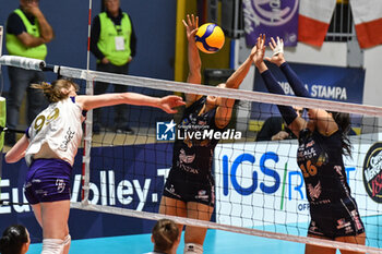 2024-02-07 - Brankica Mihajlovic of Le Cannet in action during CEV Volleyball Cup, quarter-final match between Reale Mutua Fenera Chieri '76 vs Volero Le Cannet on 7 february 2024 at the PalaGianni Asti, Torino - REALE MUTUA FENERA CHIERI'76 VS VOLERO LE CANNET - CEV CUP WOMEN - VOLLEYBALL