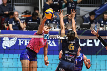 2024-02-21 - Candelaria Herrera of Paris SC in action during CEV Volleyball Cup Women match between Reale Mutua Fener Chieri '76 and Levallois Paris Saint Cloud at PalaRuffini, Torino - REALE MUTUA TENERA CHIERI 76 VS LEVALLOIS PARIS SAINT CLOUD - CEV CUP WOMEN - VOLLEYBALL