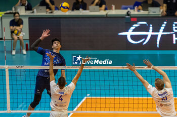 2024-01-17 - Spike of Nik Mujanovic (Vero Volley Monza) during CEV Volleyball Cup Men 2024 match between Mint VeroVolley Monza and Levski Sofia at Opiquad Arena, Monza, Italy on January 17, 2024 - MINT VERO VOLLEY MONZA VS LEVSKI SOFIA - CHALLENGE CUP MEN - VOLLEYBALL