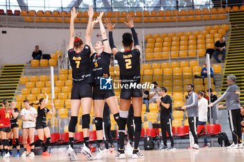 2024-10-09 - Amelie Rotar of Roma Volley Club, Marie Scholzel of Roma Volley Club and Wilma Salas of Roma Volley Club during the CEV Volleyball Challenge Cup 2025 between Roma Volley Club and OK Kelteks on 9 oct 2024 at the Palazzetto dello Sport in Rome. - CEV VOLLEYBALL CHALLENGE CUP 2025 - CHALLENGE CUP MEN - VOLLEYBALL