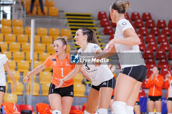 2024-10-09 - Jelena Grgic of OK Karlovac, Lara Malovic of OK Karlovac and Tjasa Malnar of OK Karlovac during the CEV Volleyball Challenge Cup 2025 between Roma Volley Club and OK Kelteks on 9 oct 2024 at the Palazzetto dello Sport in Rome. - CEV VOLLEYBALL CHALLENGE CUP 2025 - CHALLENGE CUP MEN - VOLLEYBALL