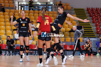 2024-10-09 - Gabriela Orvosova of Roma Volley Club, Giorgia Zannoni of Roma Volley Club and Amelie Rotar of Roma Volley Club during the CEV Volleyball Challenge Cup 2025 between Roma Volley Club and OK Kelteks on 9 oct 2024 at the Palazzetto dello Sport in Rome. - CEV VOLLEYBALL CHALLENGE CUP 2025 - CHALLENGE CUP MEN - VOLLEYBALL