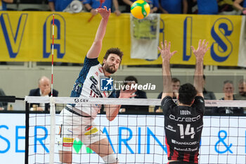 2024-01-17 - Attack of Kamil Rychlicki of ITAS Trentino Volley during the match between ITAS Trentino Volley and Asseco Resovia Rzeszow, valid for Pool B of CEV Men Volley Champions League 2023/2024 at Il T Quotidiano Arena on January 17, 2023, Trento, Italy. - ITAS TRENTINO VS ASSECO RESOVIA RZESZOW - CHAMPIONS LEAGUE MEN - VOLLEYBALL