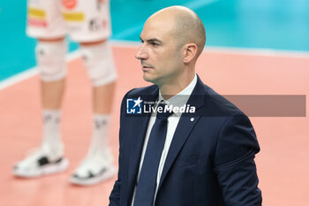 2024-02-29 - Fabio Soli head coach of ITAS Trentino Volley during the match between ITAS Trentino Volley and Berlin Recycling Volleys, quarter of finals of CEV Men Volley Champions League 2023/2024 at Il T Quotidiano Arena on February 29, 2024, Trento, Italy. - QUARTER OF FINALS - ITAS TRENTINO VS BERLIN RECYCLING VOLLEYS - CHAMPIONS LEAGUE MEN - VOLLEYBALL