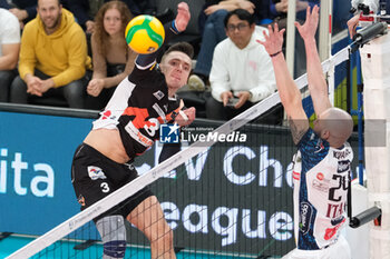 2024-02-29 - Robert Taht of Berlin Recycling Volleys in action during the match between ITAS Trentino Volley and Berlin Recycling Volleys, quarter of finals of CEV Men Volley Champions League 2023/2024 at Il T Quotidiano Arena on February 29, 2024, Trento, Italy. - QUARTER OF FINALS - ITAS TRENTINO VS BERLIN RECYCLING VOLLEYS - CHAMPIONS LEAGUE MEN - VOLLEYBALL