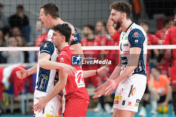 2024-03-13 - ITAS Trentino Team celebrates after scores a point during the match between ITAS Trentino Volley and Cucine Lube Civitanova, semifinals of CEV Men Volley Champions League 2023/2024 at Il T Quotidiano Arena on March 13, 2024, Trento, Italy. - SEMILFINALS - ITAS TRENTINO VS CUCINE LUBE CIVITANOVA - CHAMPIONS LEAGUE MEN - VOLLEYBALL